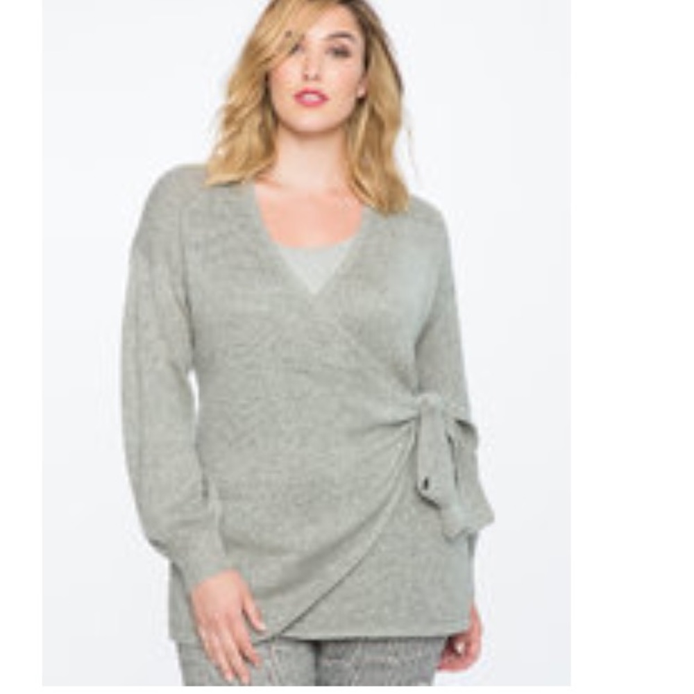 Super soft gray wrap sweater by Eloquii